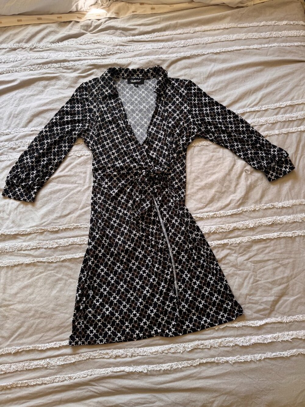 Glamour Geometric Chain Link Faux Wrap Office Siren Dress 12
